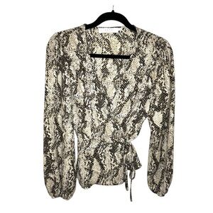ASTR the Label Wrap Snake Print Blouse